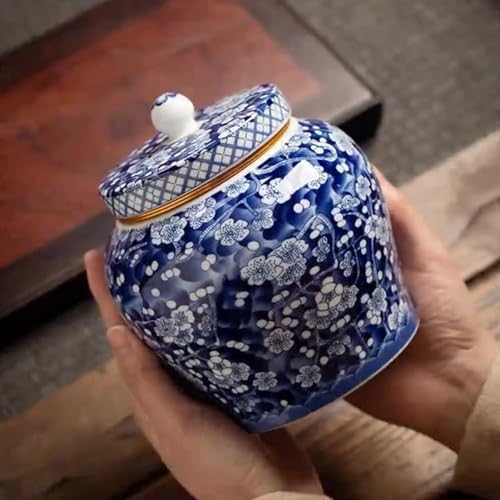 Ceramic Urn with Secure Lid and Beautiful Floral Design