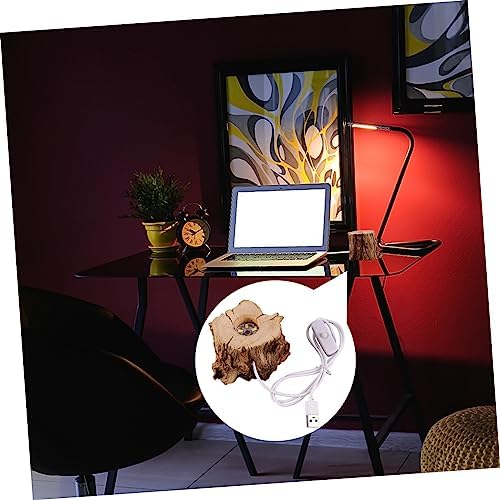 Wooden Stump Crystal Ball Stand with USB Charging LED Night Light Holder for Displaying Art Objects and Decor