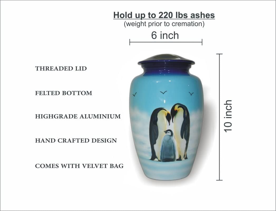 S H Metals Cremation Urns for Human Ashes - Penguins Decorative Urns