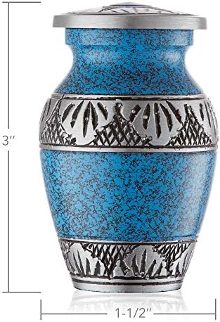 Reminded Mini Cremation Urns Set of 4 Blue Silver with Velvet Case