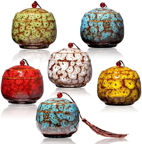 Set of 6 Mini Ceramic Urns for Human Ashes Keepsake