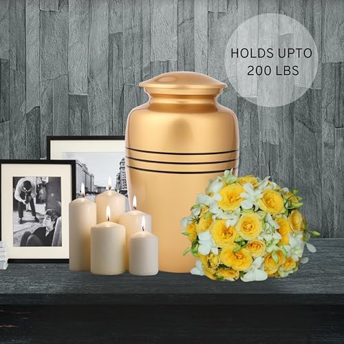 11 Inch Gold Black Cremation Urn for Adult