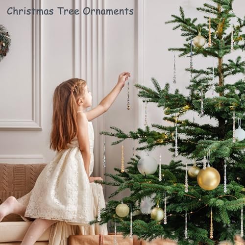 12pcs Crystal Icicle Christmas Tree Ornaments Multicolor