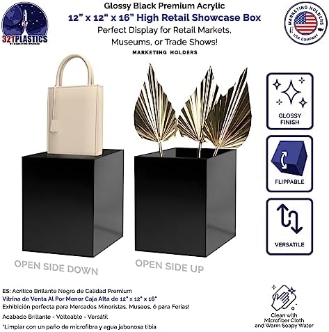 Glossy Black Acrylic Display Box 2 Pack 16 Inch Tall