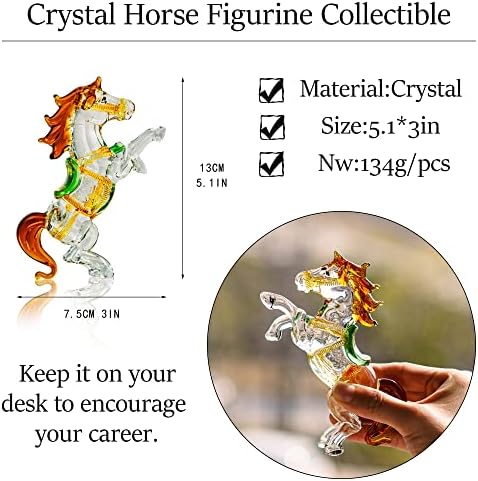 HD Hyaline Dora Crystal Butterfly with Ball Base and Standing Horse Figurine Collectible Decoration