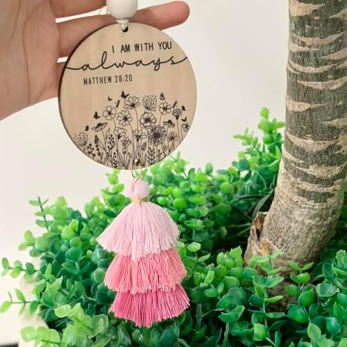 Christian Car Charm with Tassel - Pink