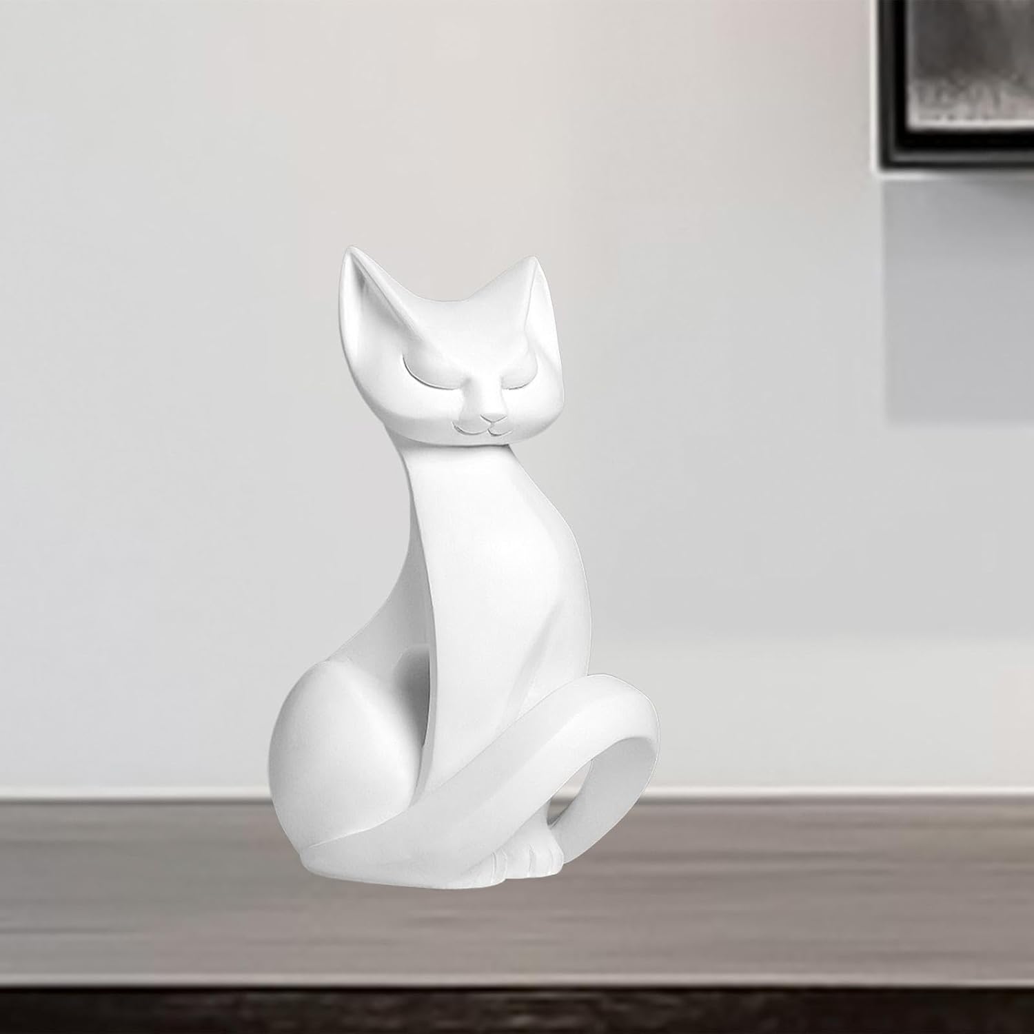 Cat Sculpture Resin Craft Figurine Decor for Home Office Bedroom
