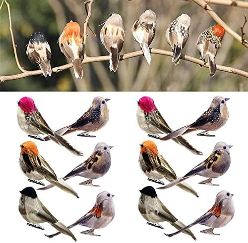 12pcs Realistic Artificial Birds for Decor