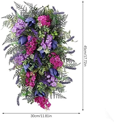 Spring Wreath for Front Door with Lavender and Tulip Flowers