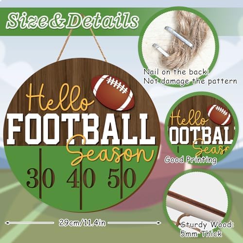 Whaline Football Season Wooden Wall Sign Door Hanger
