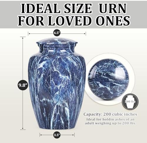 Premium Blue Marble Cremation Urn for Human Ashes