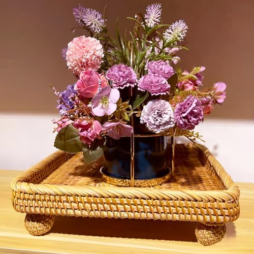 i-lan 9 Inch Square Rattan Riser Tray for Display