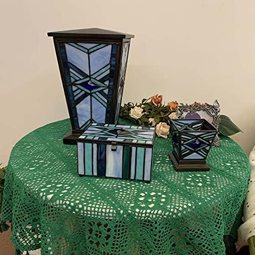 Bieye CU001 Stained Glass Cremation Urn Blue 7x11