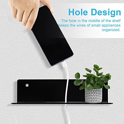 9 Inch Acrylic Floating Shelf Set of 2 - Black