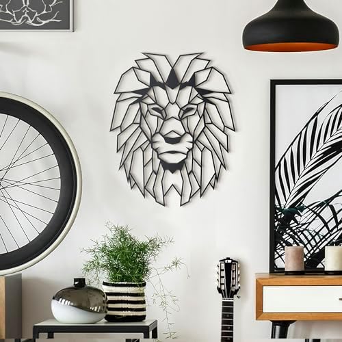 Lion Head Wall Mounted Metal Art Sculpture - Modern Design