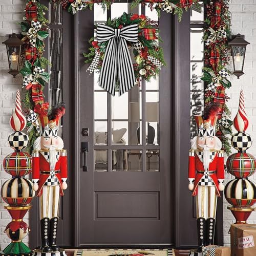 2 Pack Boxwood Wreath Sash Garland for Front Door and Porch Decor