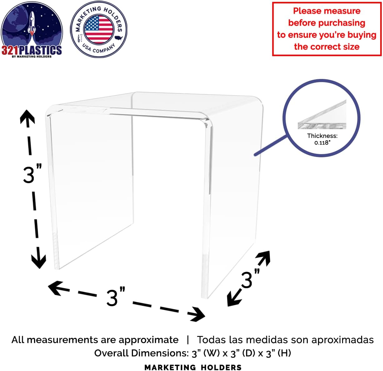 Clear Acrylic Riser Display Table 3 Inch Square for Merchandise