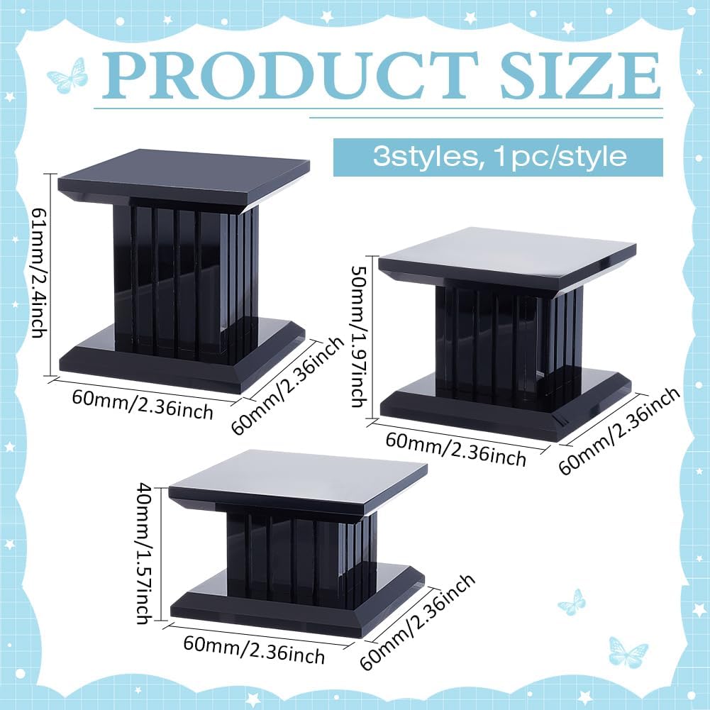 BENECREAT 3Pcs Square Acrylic Jewelry Display Riser
