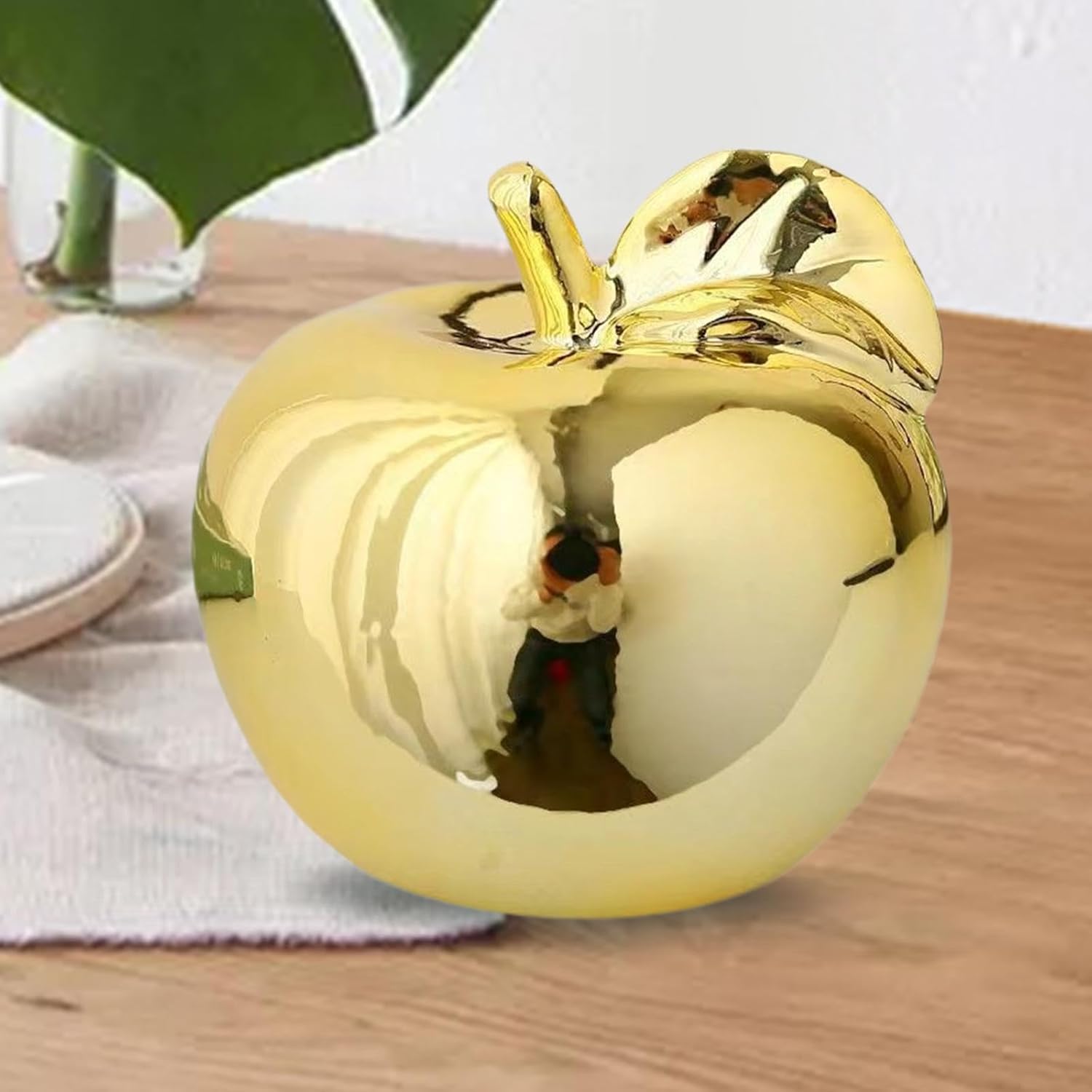 Fenteer Golden Fruit Sculpture Desktop Ceramic Statue