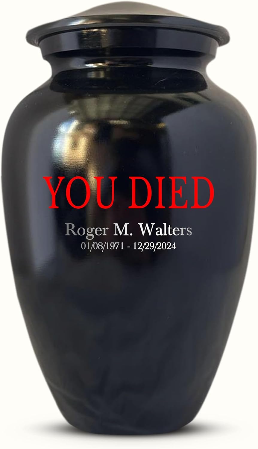 Personalized Gaming Cremation Urn with Custom Name and Date Black 200 Lbs Capacity