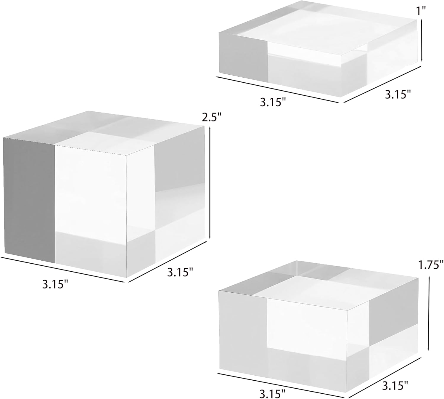 CANCLEAR Acrylic Display Riser Set 3 Sizes 2 Pack