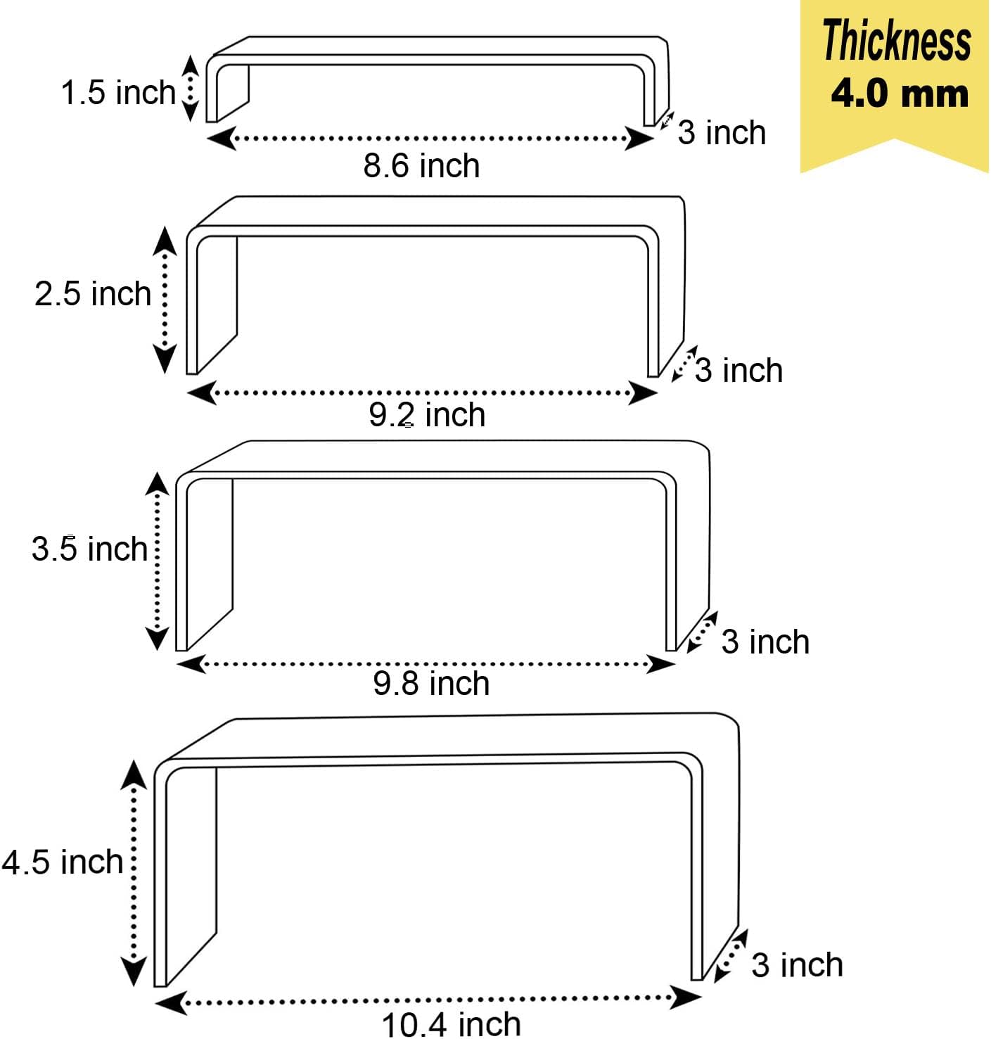 A Design Clear Acrylic Display Risers 4 Pack Set