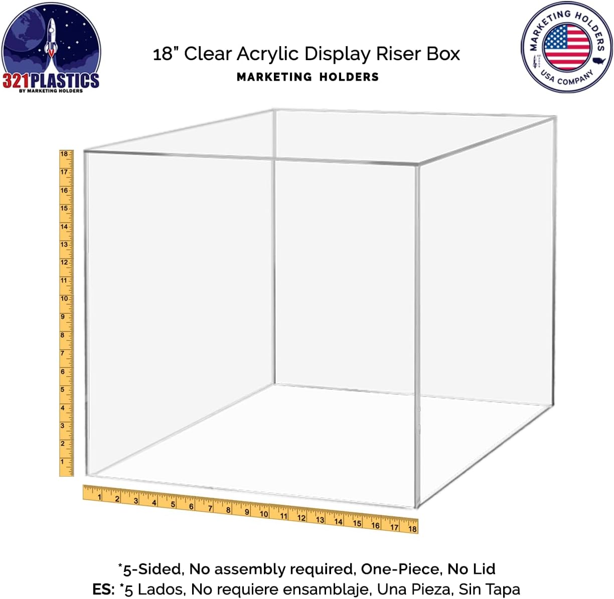 Acrylic Display Riser 18 Inch Tall Square Box Showcase