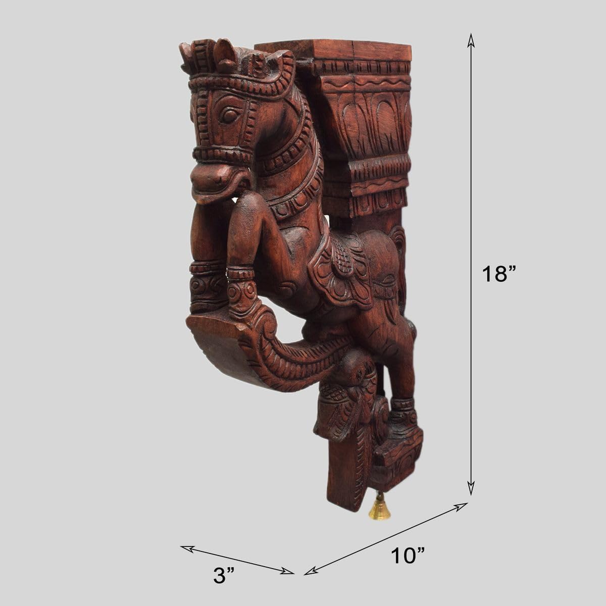 Vaagai Wood Horse Wall Bracket Traditional Decor for Home and Living Room