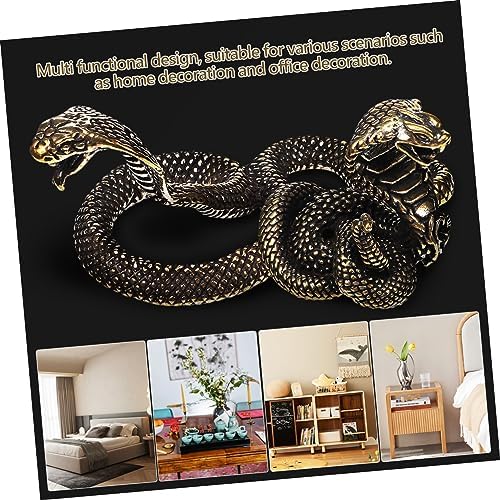 Wakauto 2pcs Brass Snake Figurine Realistic Decor Sculpture