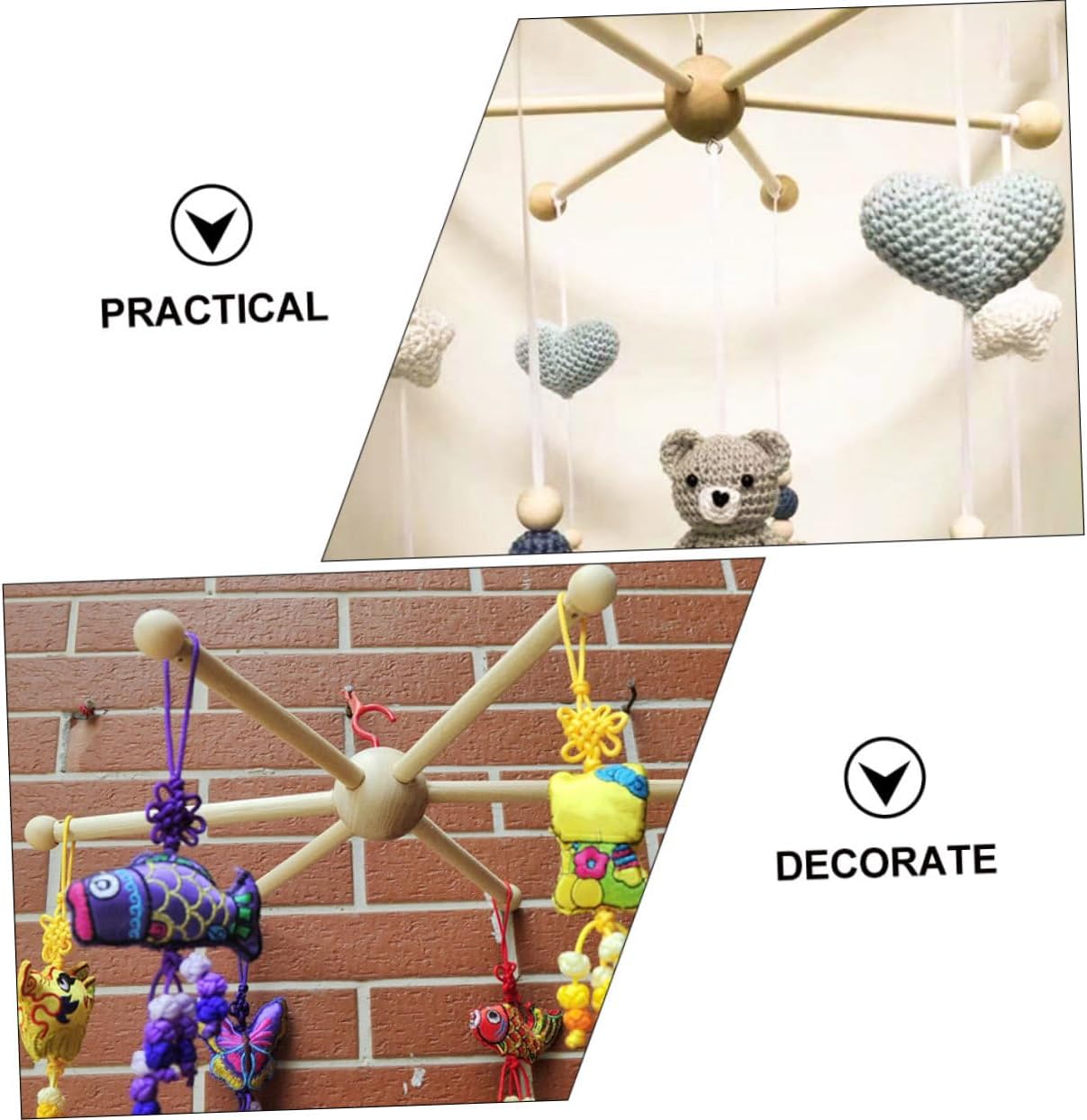 DIY Wind Chime Mobile Frame with 6-Legged Ball Shape Decor