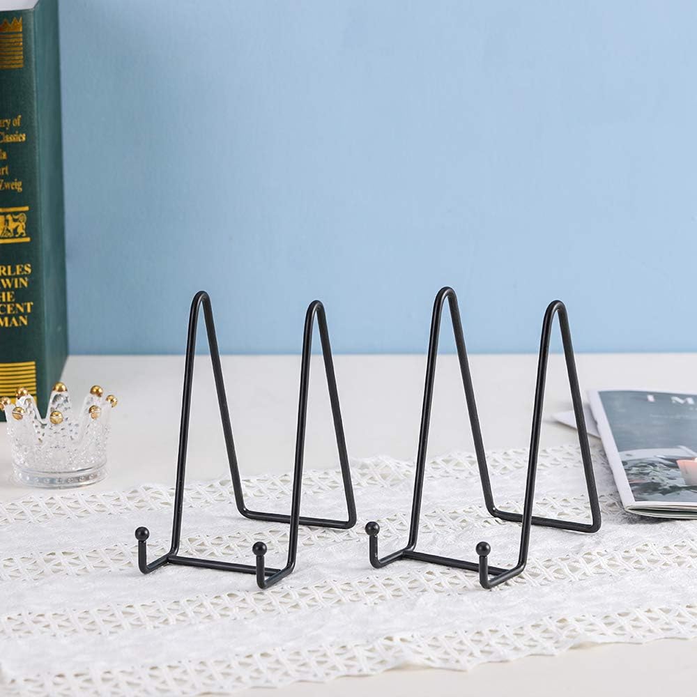 Iron Plate Easel Stand for Display - 6 Inch Black 6 Pack