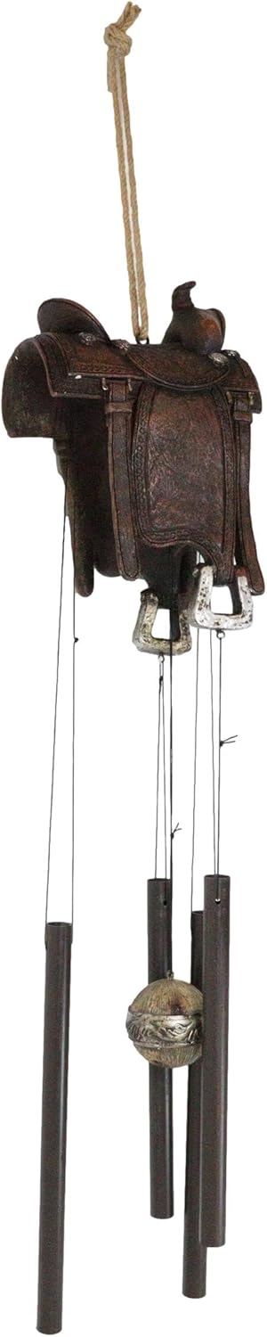 Ebros Gift Farm Country Rustic Horse Saddle Wind Chime