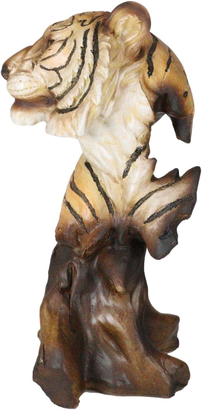 Ebros Gift Faux Wood Bengal Tiger Bust Statue 11 Inch Tall Decorative Figurine