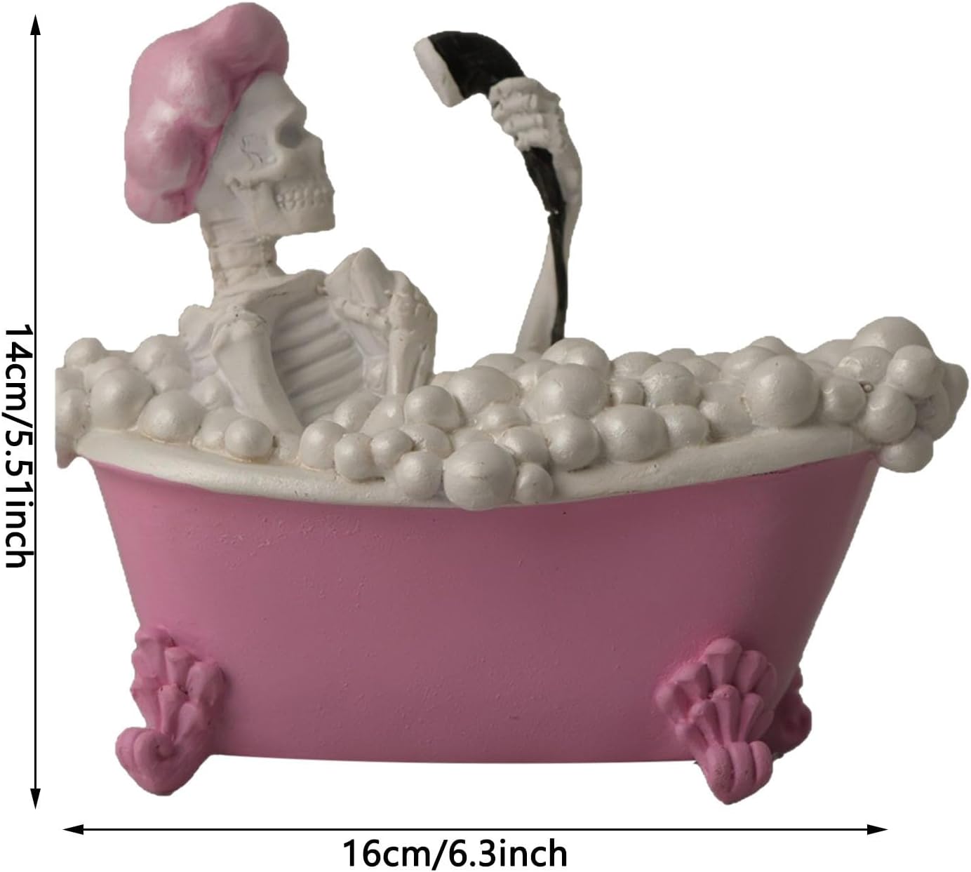 Spooky Skeleton in Pink Bathhtub Decor Figurine