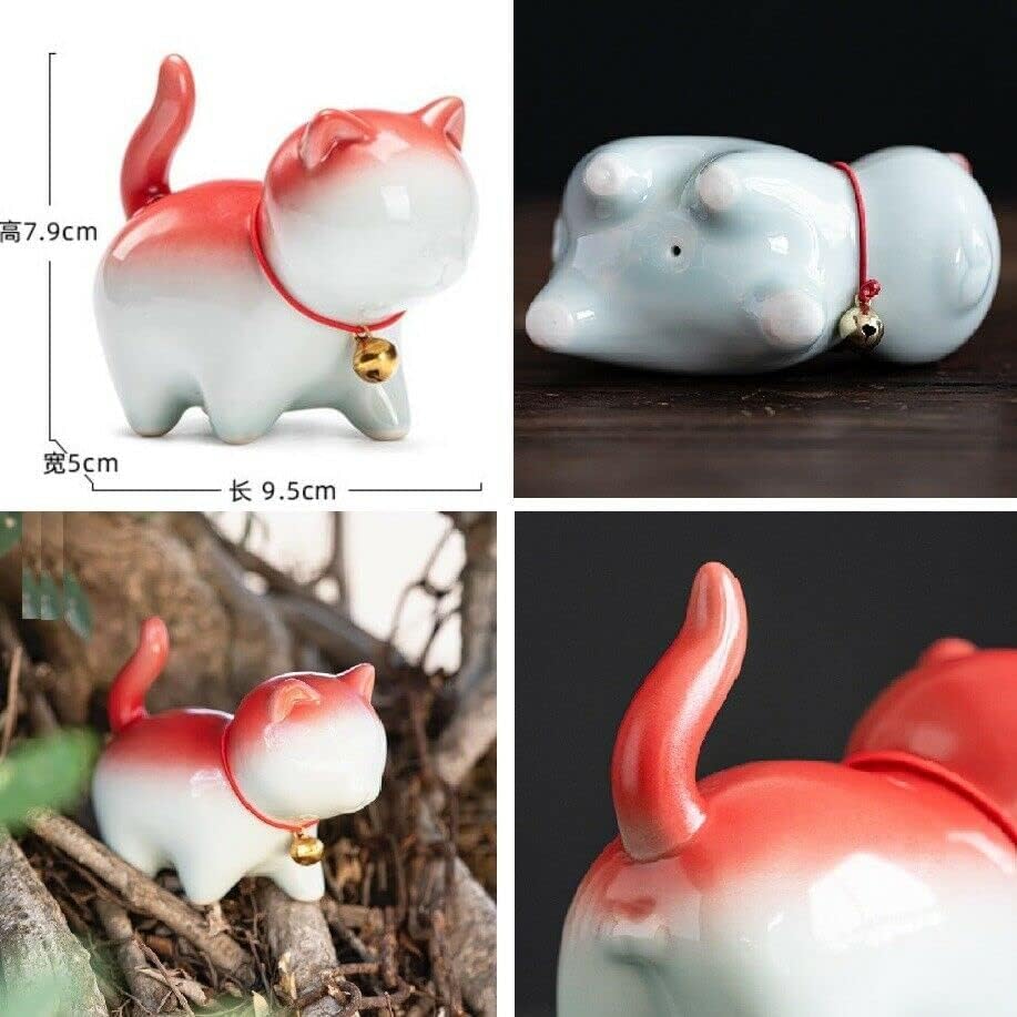 EatingBiting Ceramic Tea Pet Cute Lucky Cat Ornament