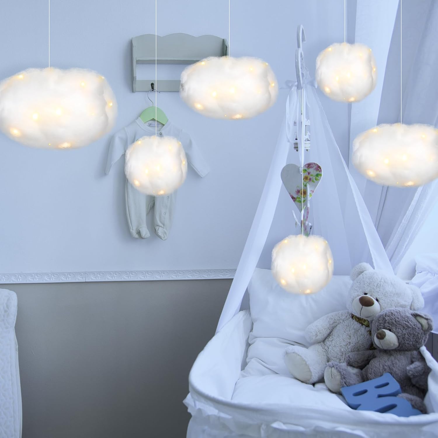Tatuo 6 Pcs LED Artificial Hanging Clouds Decorations