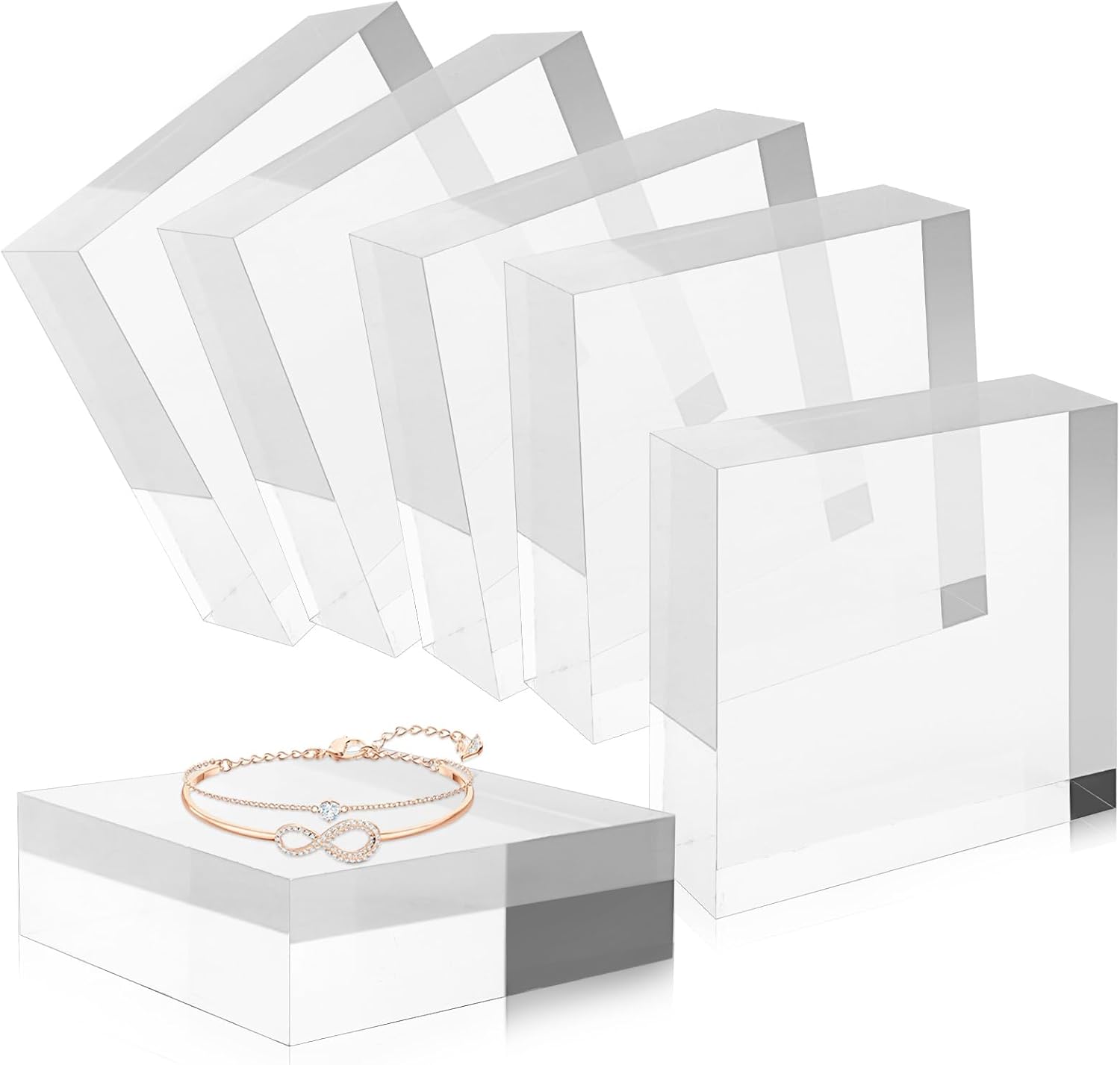 6 Pcs Clear Acrylic Display Blocks 3x3x1 Inch