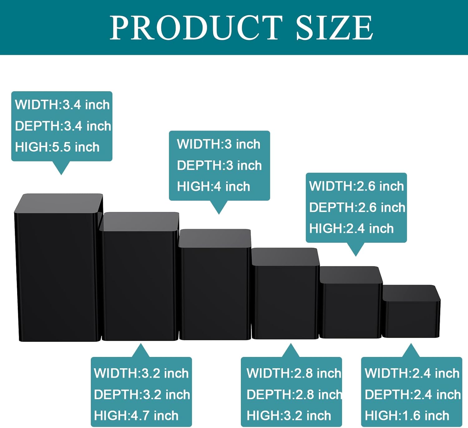 Thyle 12 Pcs Square Acrylic Risers Display Stands