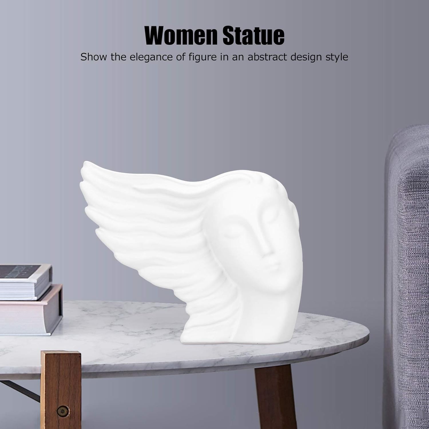 Women Head Sculpture Ceramic Art for Home Office Decoration