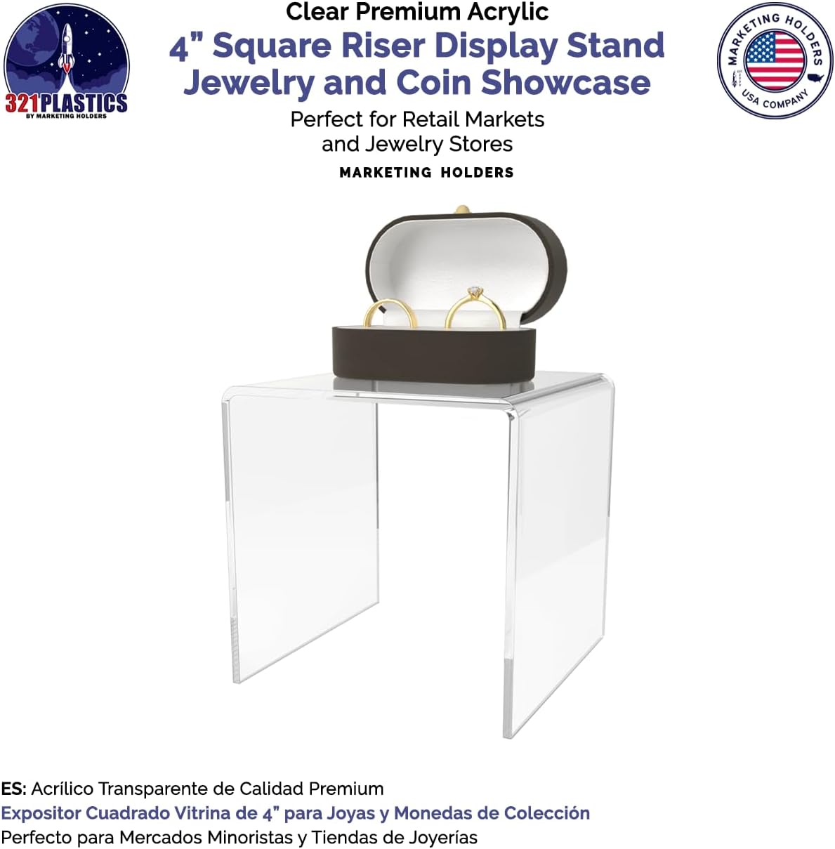 Clear Acrylic Riser Stand 4 Inch Square Platform Pedestal