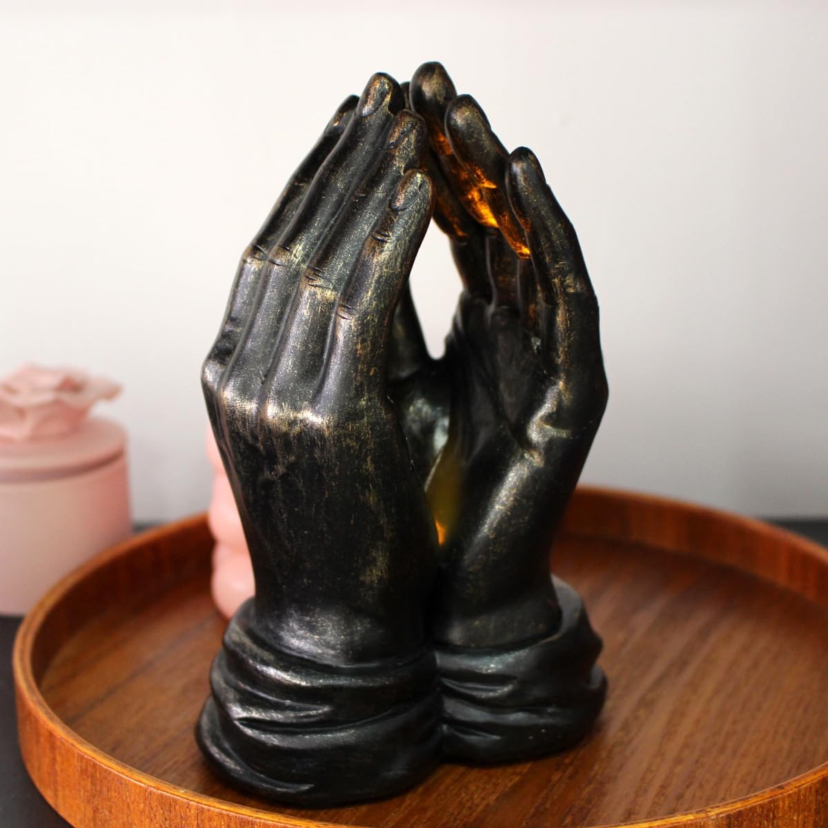 Eforcase Praying Hand Lamp Figurine - Resin Decor for Bedroom and Desktop