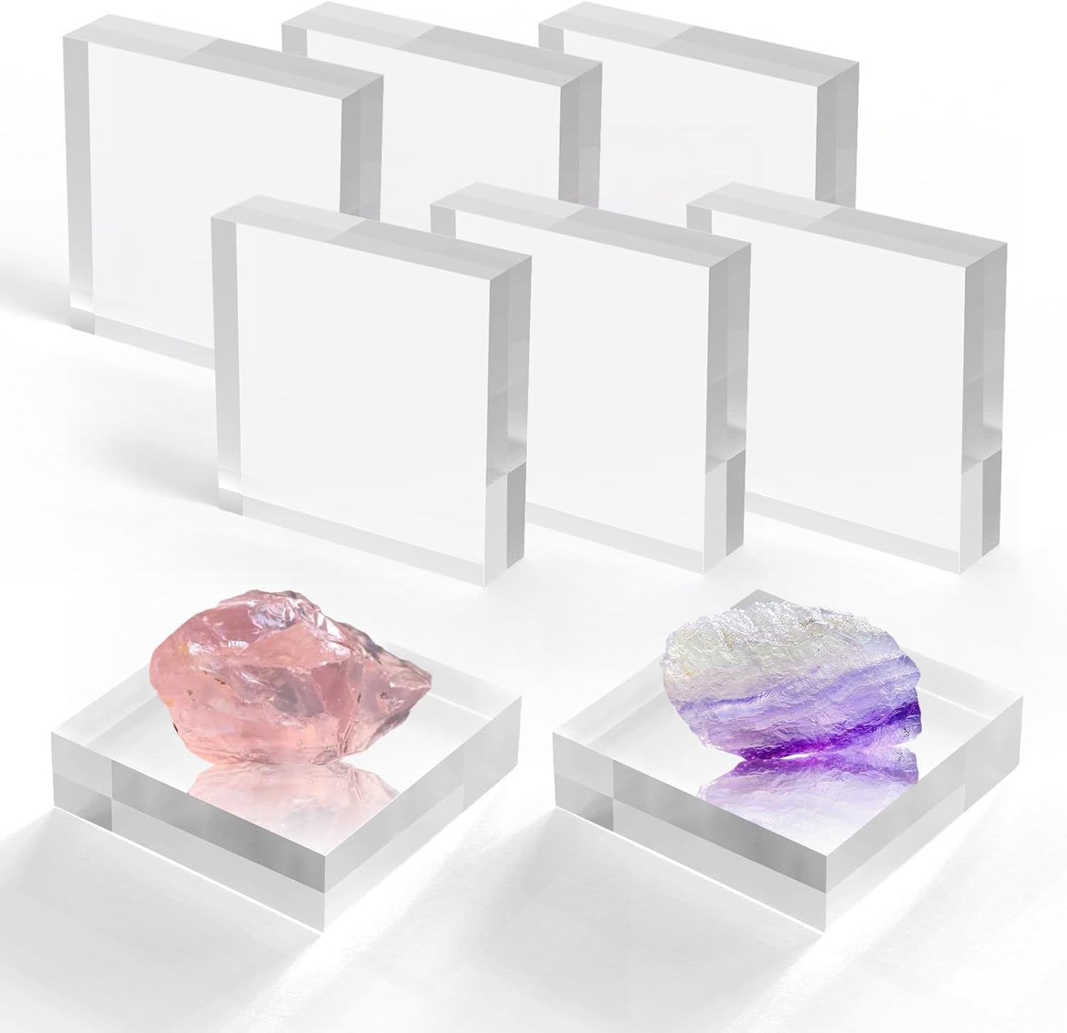 SAMYUCHO Acrylic Display Blocks 3x3x1 Inch 8 Pcs Stand for Jewelry Trophy Props