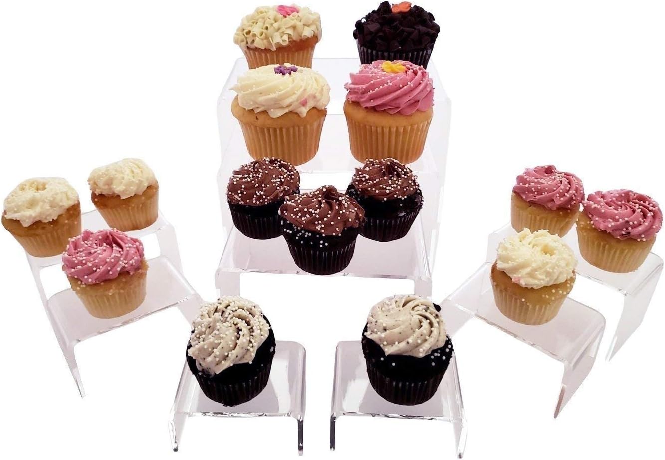 3 Piece Clear Acrylic Jewelry Display Riser Set for Home Dcor