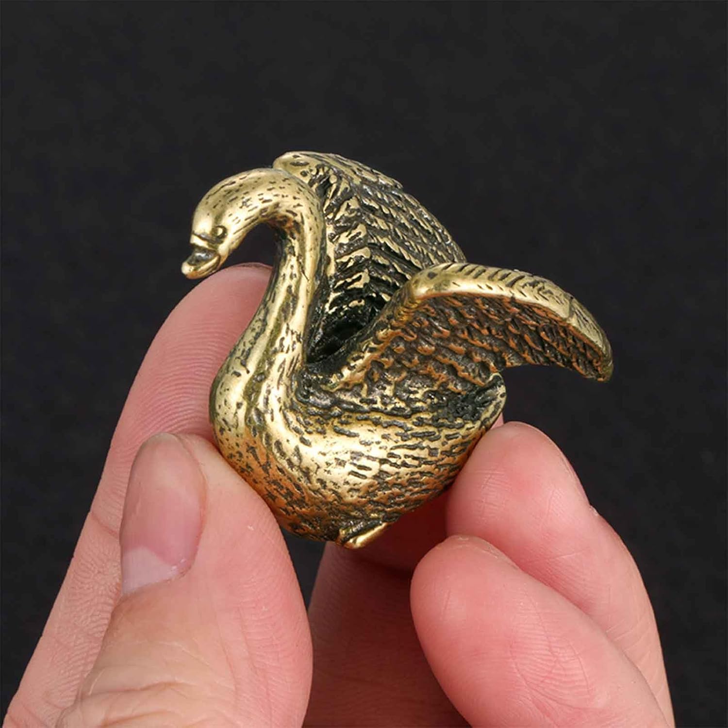 SnowOwl 3PCS Vintage Brass Gold Bird Swan Decorations Statues