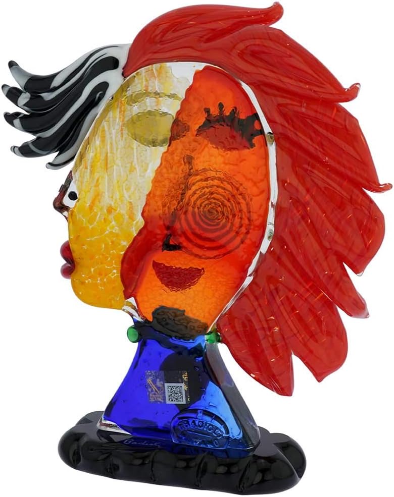 GlassOfVenice Murano Glass Picasso Head of a Woman with Red Hair 1