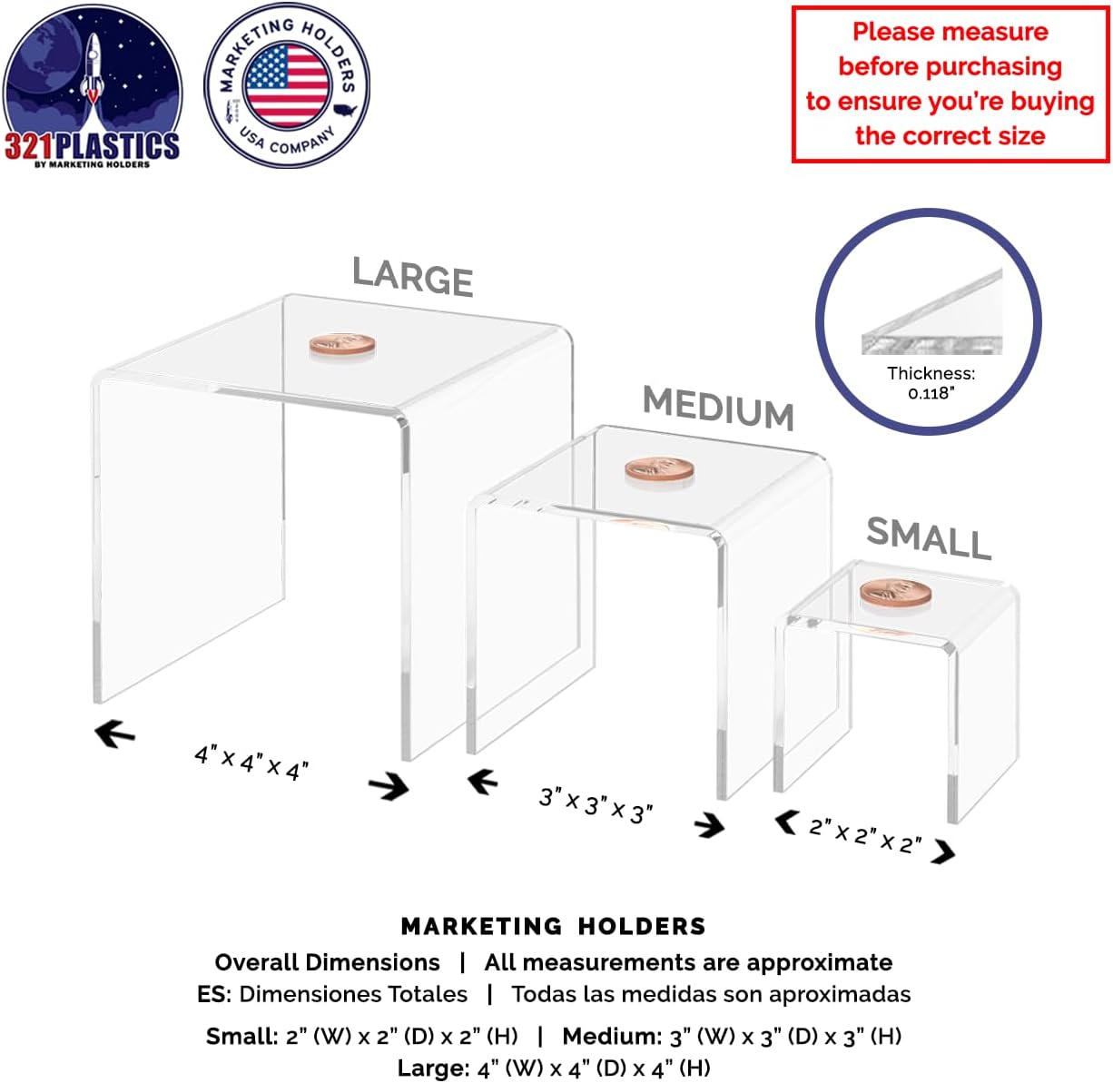 2 Pack Acrylic Riser Display Stands for Jewelry Collectibles