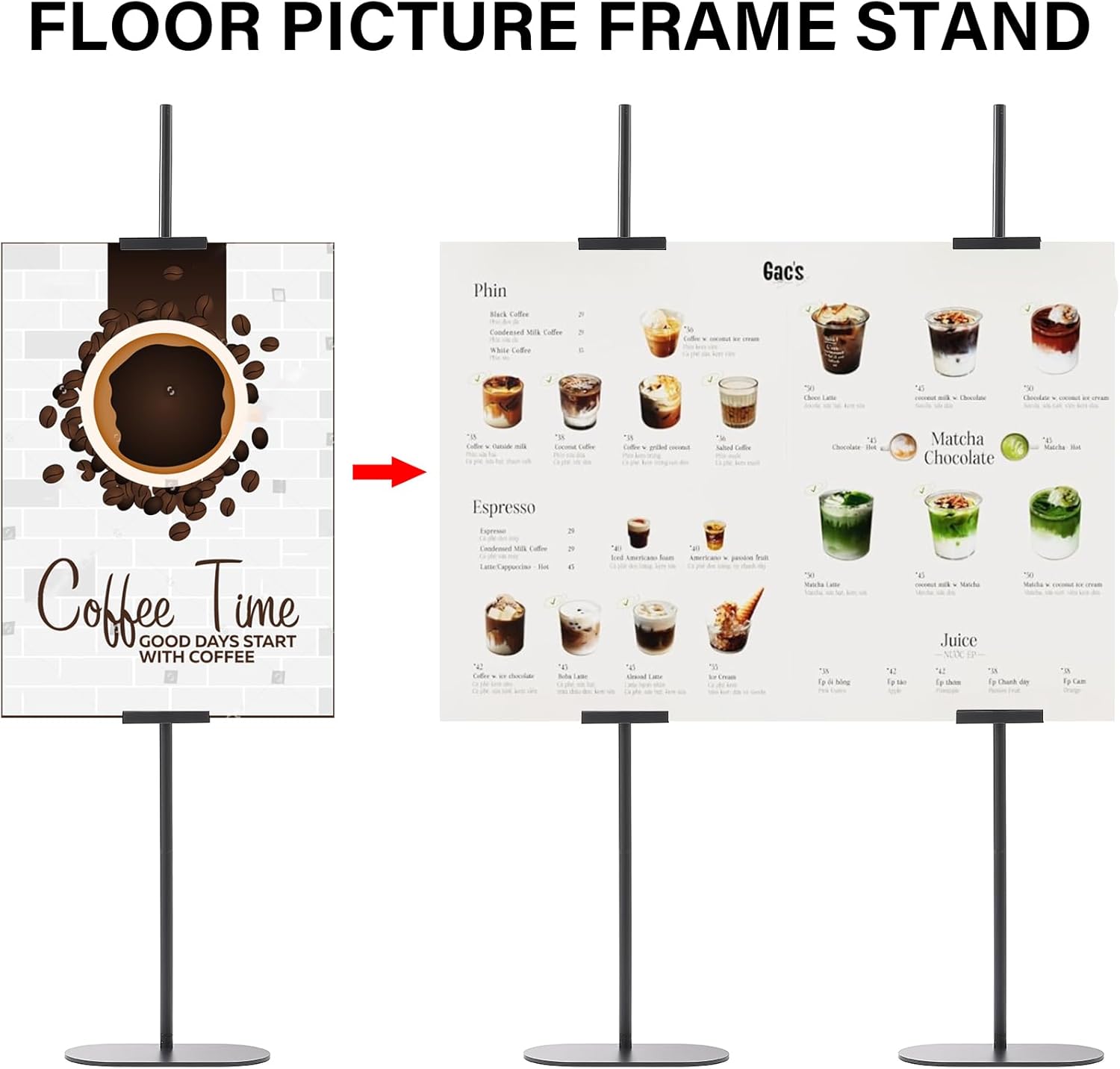 Ironlux Adjustable Easel Stand for Sign Display Black Metal Floor Easel for Art Frames up to 64