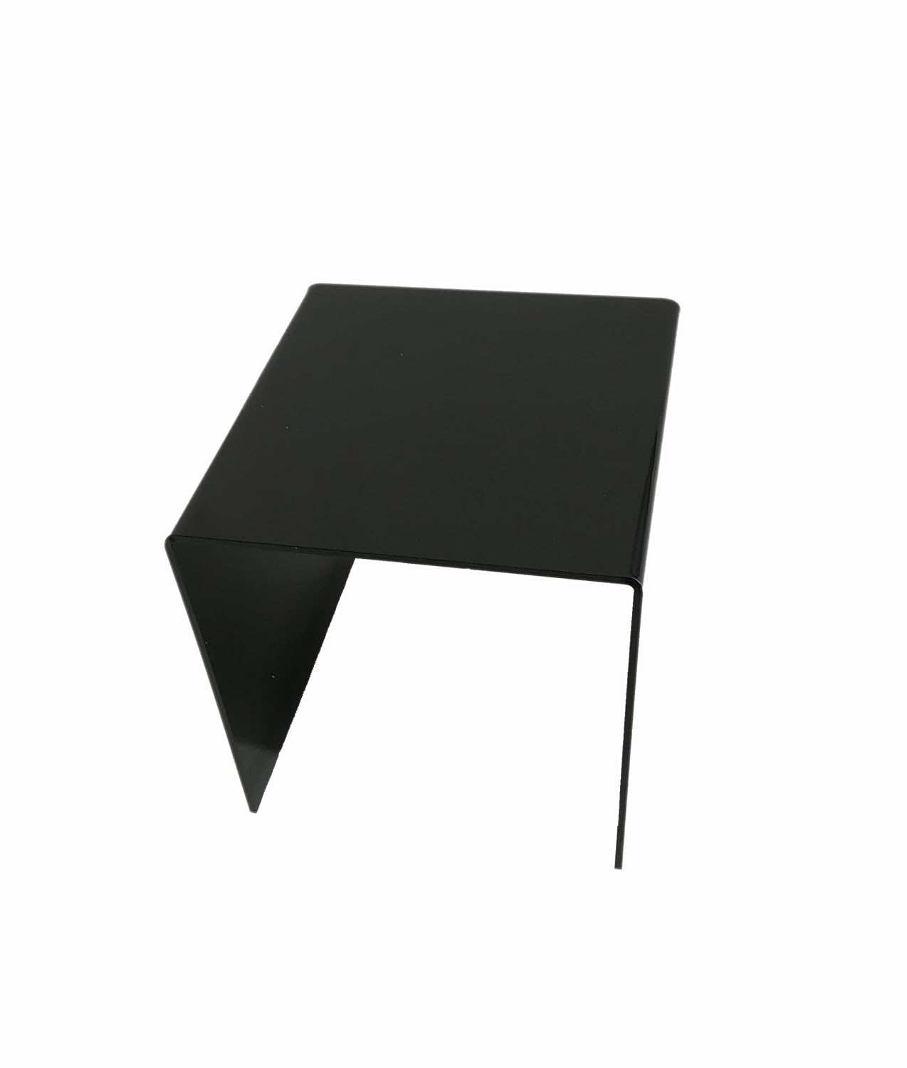 FixtureDisplays One Riser Combo 6 Inch Cube 3 Sided Black Plexiglass Pedestal Display