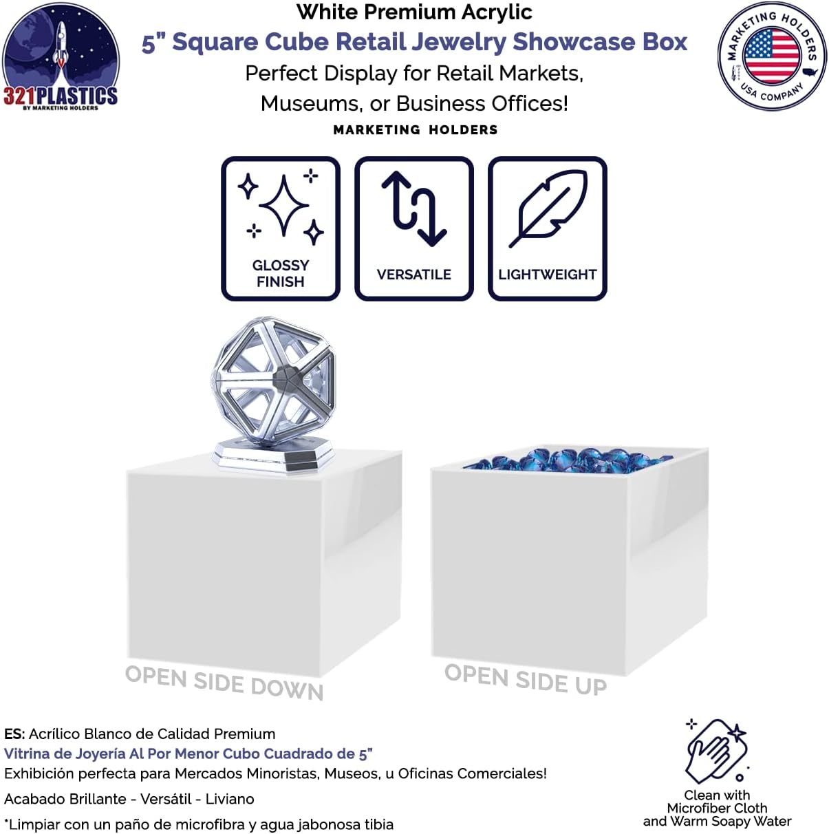 5 Acrylic Display Riser Box No Lid Storage Bin