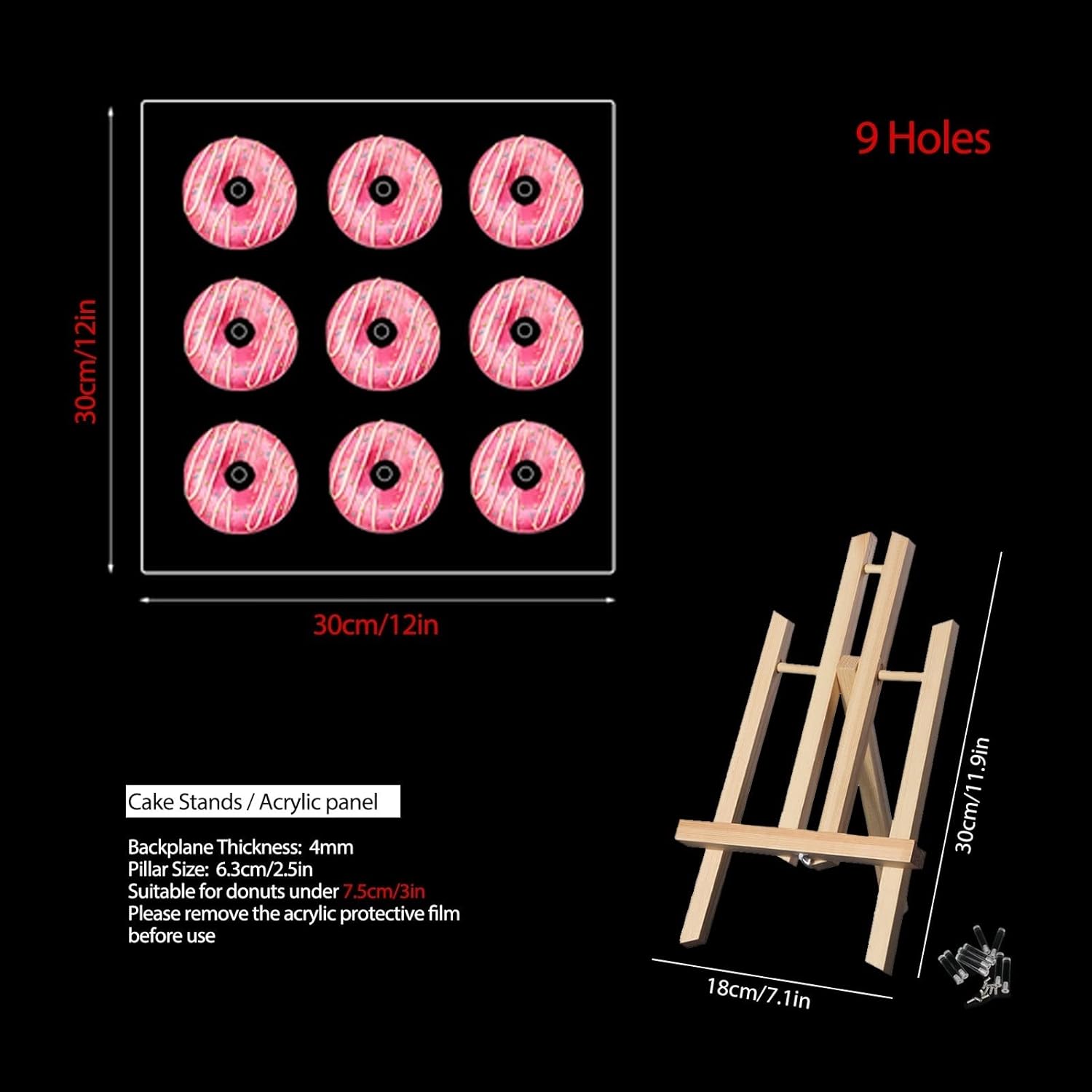 Acrylic Donut Wall Display with Easel for Parties
